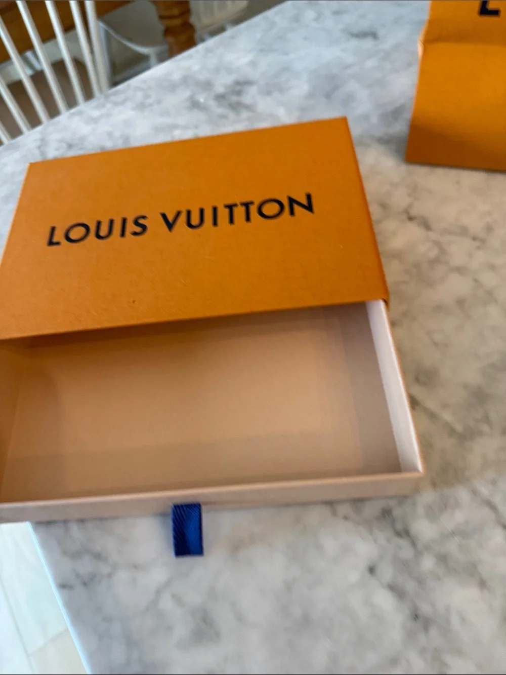 Louis Vuitton Orange and Cream Gift Set with Navy Accents